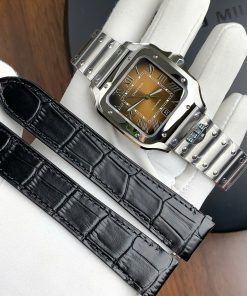 Đồng hồ Cartier Santos WSSA0064 Replica 11 mặt số nâu nhà máy BV (1)