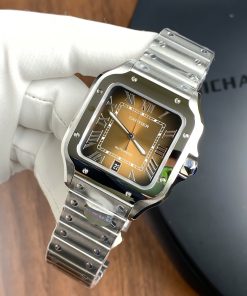Đồng hồ Cartier Santos WSSA0064 Replica 11 mặt số nâu nhà máy BV (1)