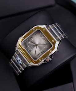 Đồng hồ Cartier chế tác Santos mặt số xám nhà máy BV cao cấp nhất (1)