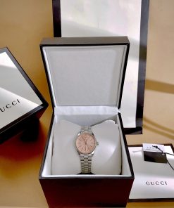 Đồng hồ Gucci nữ dây kim loại mặt hồng cá tính Like Auth 29mm