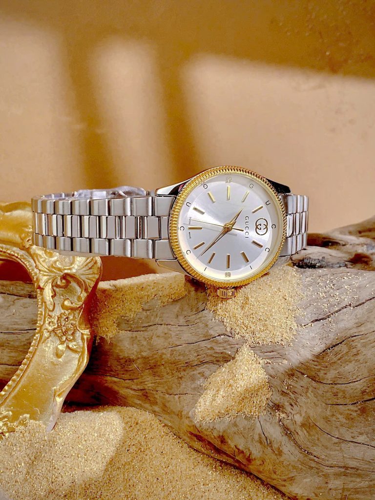 Đồng hồ Gucci nữ dây kim loại mặt trắng demi Like Auth 29mm