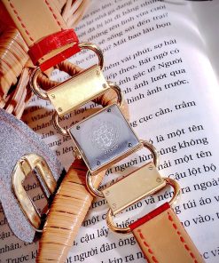 Đồng hồ HERMÈS Klikti nữ vàng gold dây da đỏ đính full đá 22x21mm (7)