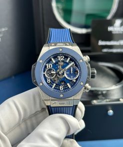 Đồng hồ Hublot Rep 11 Big Bang Unico Titanium Blue Bezel BBF 42mm (7)