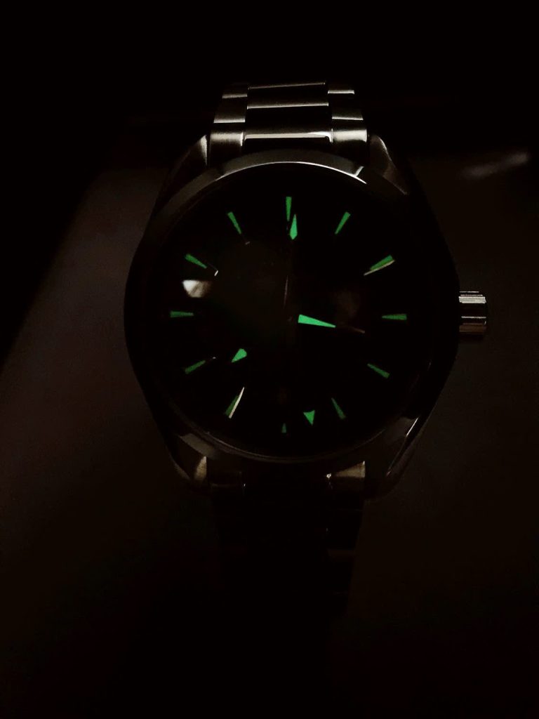 Đồng hồ Omega aqua terra chronoeter summer cọc số dạ quang fake 11 41mm (1)