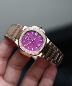 Đồng hồ Patek Philippe Nautilus 7118R đính đá mặt màu tím Rep 11 32mm (7)