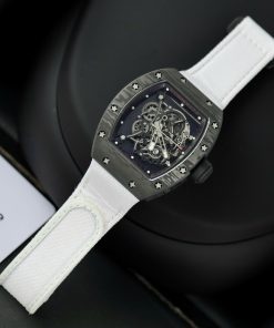 Đồng hồ Richard Mille RM055 vỏ Carbon dây vài màu trắng BBR Factory 45mm (10)