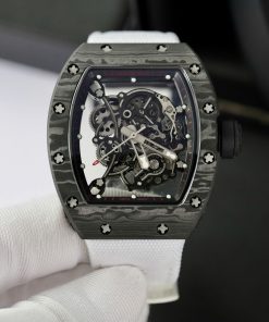 Đồng hồ Richard Mille RM055 vỏ Carbon dây vài màu trắng BBR Factory 45mm (10)