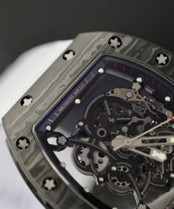 Đồng hồ Richard Mille RM055 vỏ Carbon dây vài màu trắng BBR Factory 45mm (10)