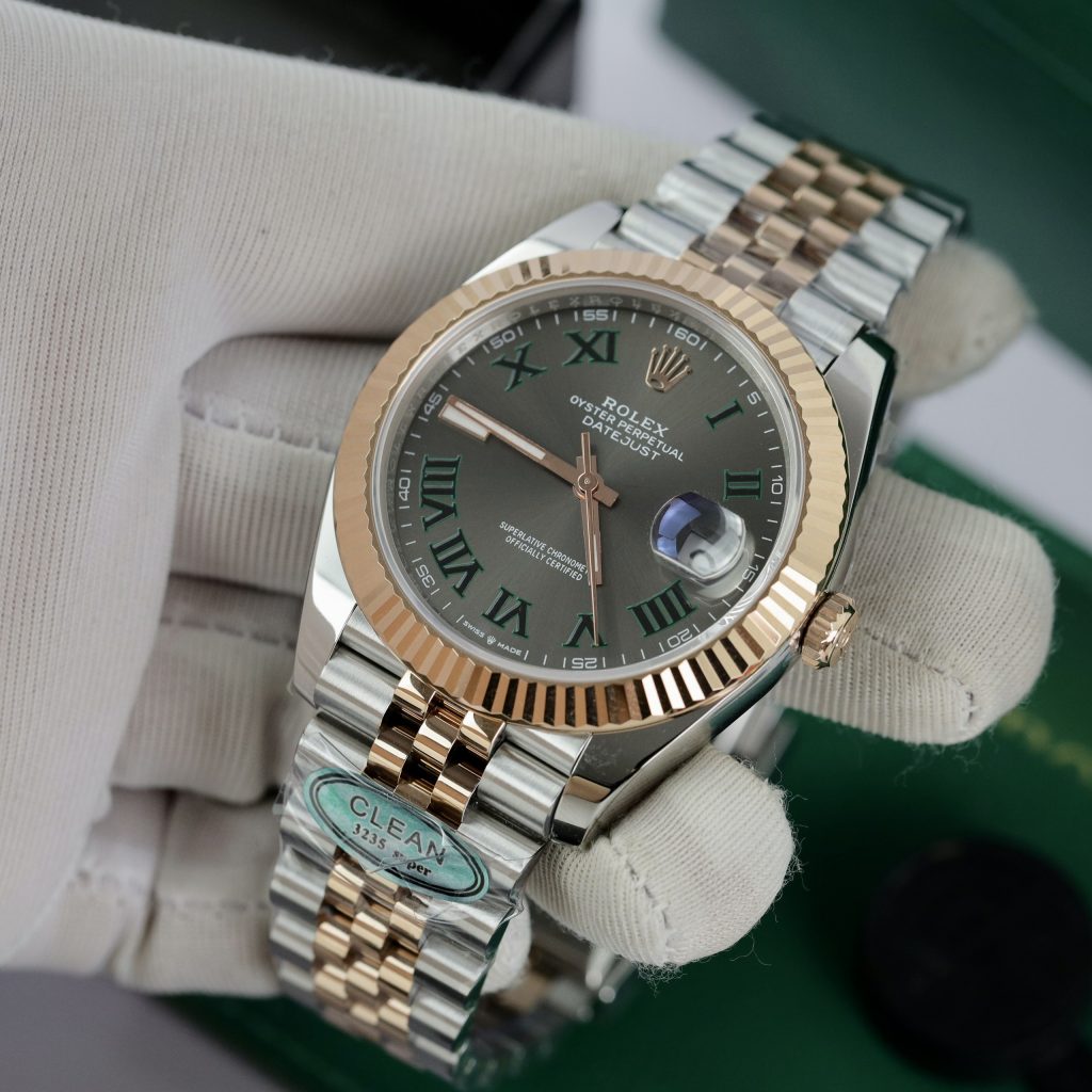 Đồng hồ Rolex Date Just 3235 Clean giá rẻ Wimbledon Fake 11 41mm (2)