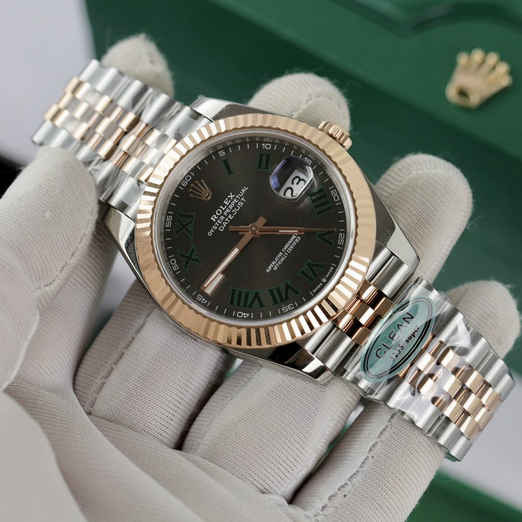 Đồng hồ Rolex Date Just 3235 Clean giá rẻ Wimbledon Fake 11 41mm (2)