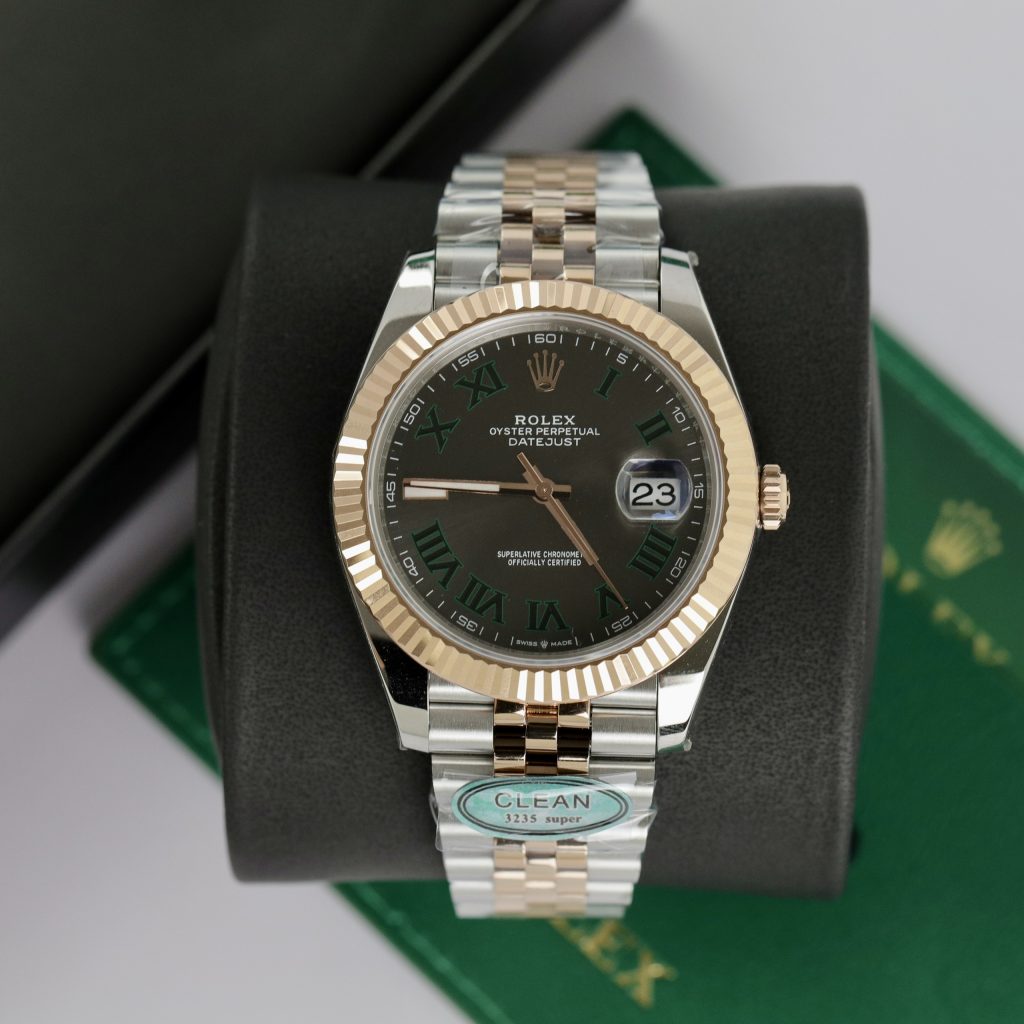 Đồng hồ Rolex Date Just 3235 Clean giá rẻ Wimbledon Fake 11 41mm (2)