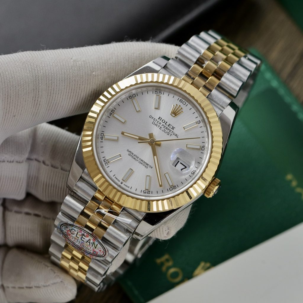 Đồng hồ Rolex Date Just 3235 Clean giá rẻ cọc số dạ quang Fake cao cấp 41mm (7)