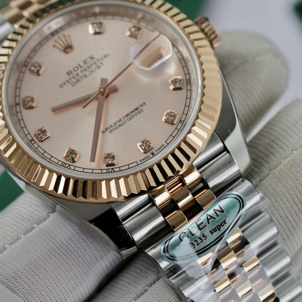 Đồng hồ Rolex Date Just 3235 Clean giá rẻ cọc số đính đá Fake 11 41mm (8)