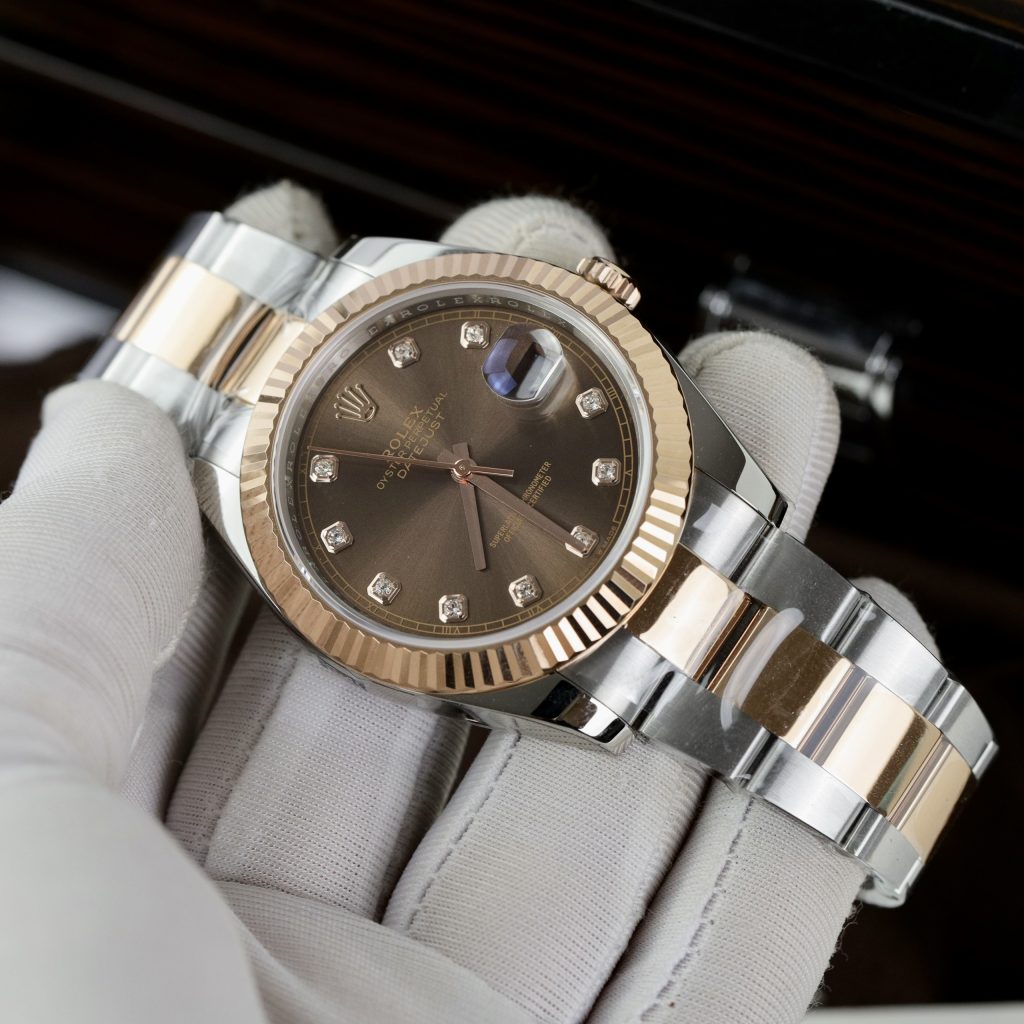Đồng hồ Rolex Date Just 3235 Clean giá rẻ mặt chocolate Fake cao cấp 41mm (18)