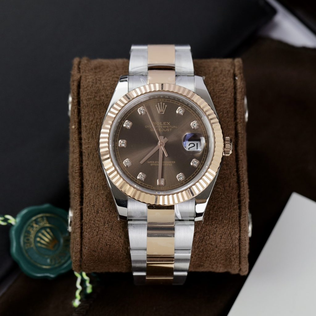 Đồng hồ Rolex Date Just 3235 Clean giá rẻ mặt chocolate Fake cao cấp 41mm (18)