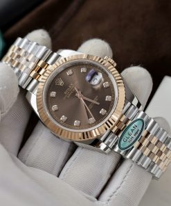 Đồng hồ Rolex Date Just 3235 Clean giá rẻ mặt chocolate Fake cao cấp 41mm (5)