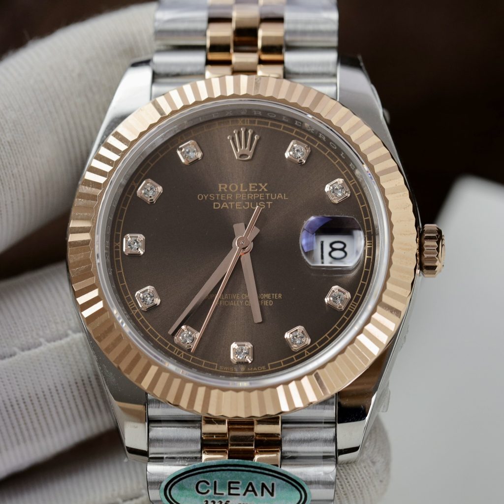 Đồng hồ Rolex Date Just 3235 Clean giá rẻ mặt chocolate Fake cao cấp 41mm (5)