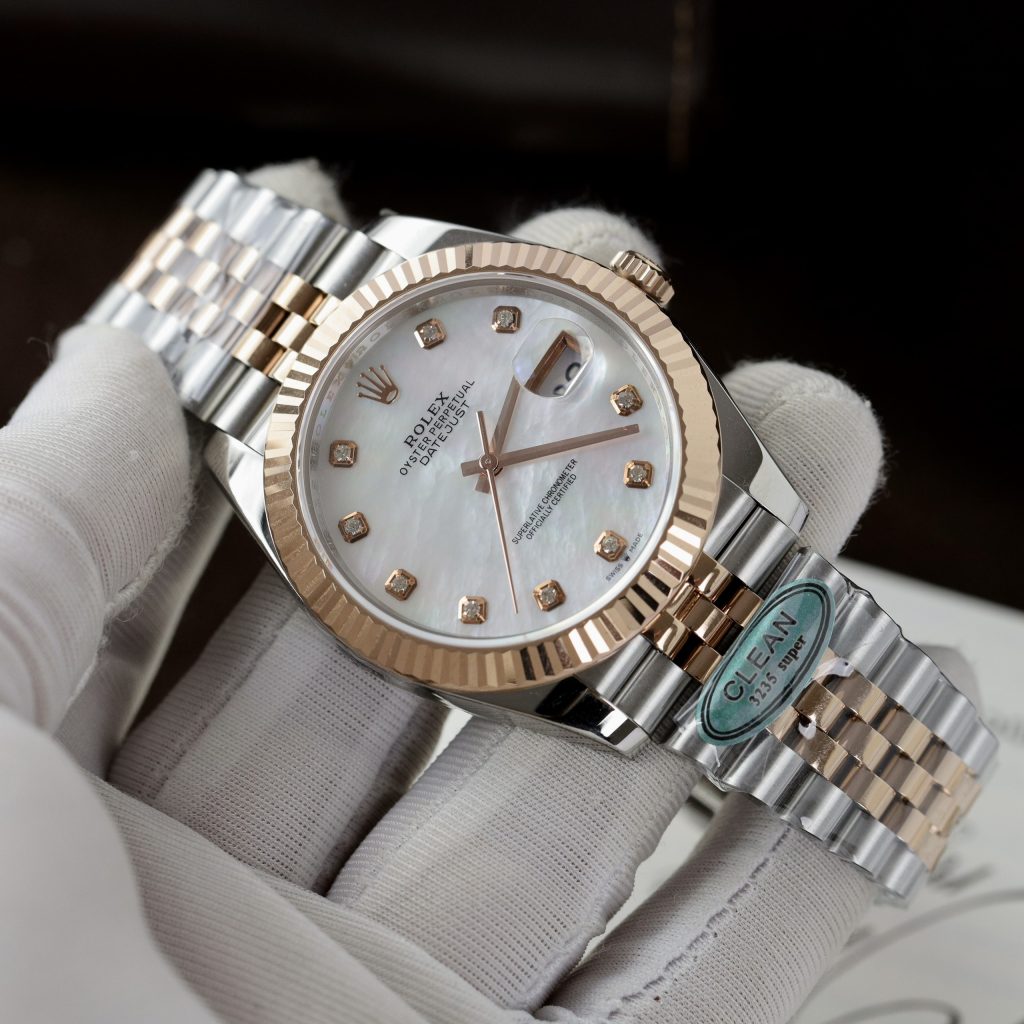 Đồng hồ Rolex Date Just 3235 Clean giá rẻ mặt khảm trai Fake 11 41mm (10)