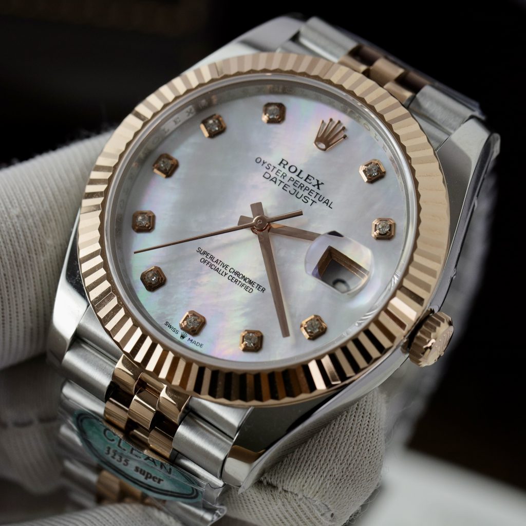 Đồng hồ Rolex Date Just 3235 Clean giá rẻ mặt khảm trai Fake 11 41mm (10)