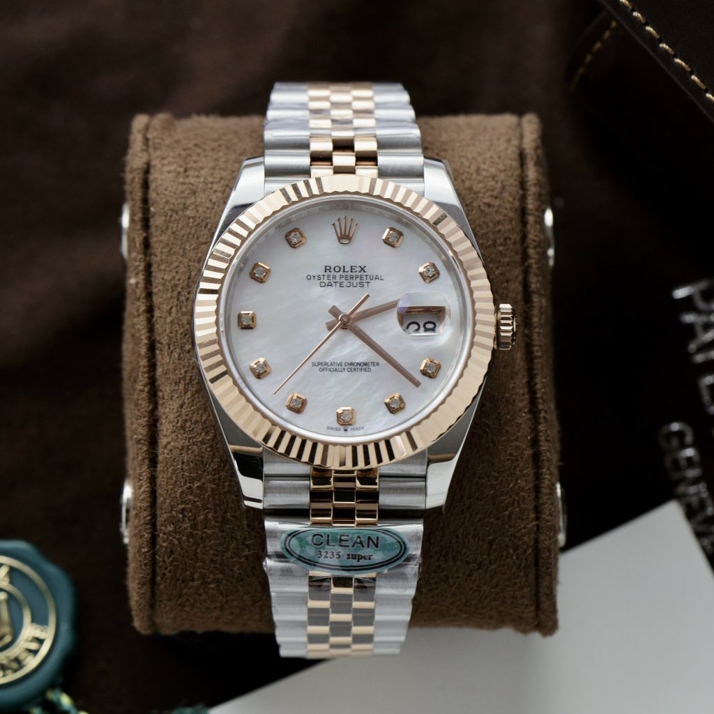 Đồng hồ Rolex Date Just 3235 Clean giá rẻ mặt khảm trai Fake 11 41mm (10)