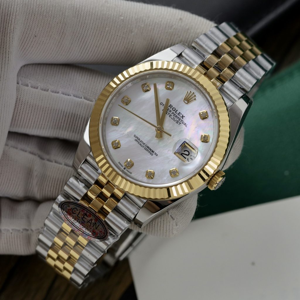 Đồng hồ Rolex Date Just 3235 Clean giá rẻ mặt xà cừ Fake cao cấp 41mm (9)