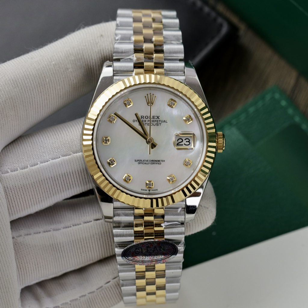 Đồng hồ Rolex Date Just 3235 Clean giá rẻ mặt xà cừ Fake cao cấp 41mm (9)