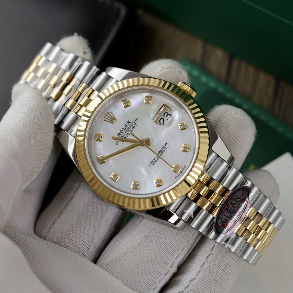 Đồng hồ Rolex Date Just 3235 Clean giá rẻ mặt xà cừ Fake cao cấp 41mm (9)