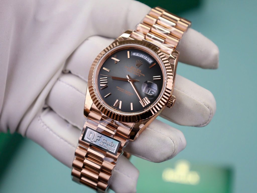 Đồng hồ Rolex chế tác Day-Date mặt số Ombre xám nhà máy QF 185 grams 40mm (1)