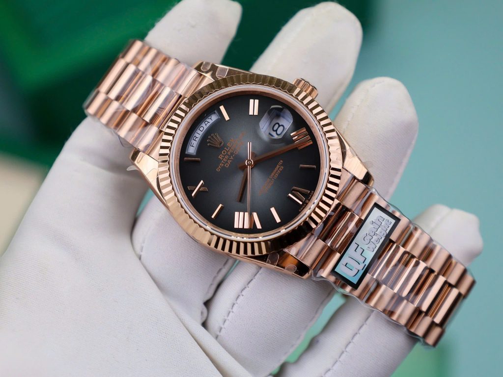 Đồng hồ Rolex chế tác Day-Date mặt số Ombre xám nhà máy QF 185 grams 40mm (1)
