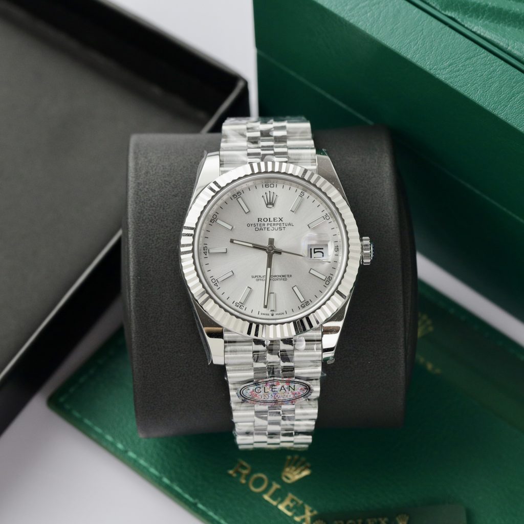 Đồng hồ Rolex nam Rep 11 DateJust 3235 Clean cọc số dạ quang 41mm