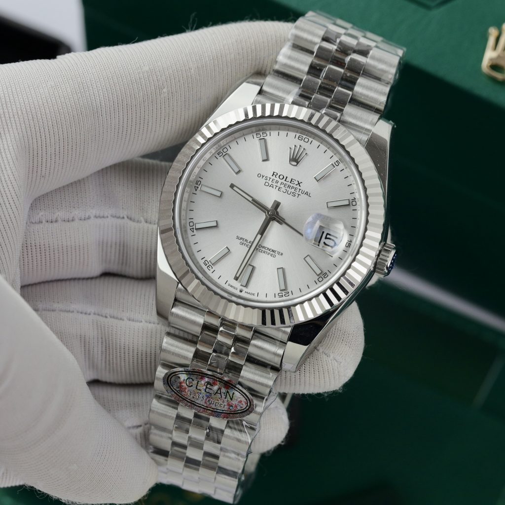 Đồng hồ Rolex nam Rep 11 DateJust 3235 Clean cọc số dạ quang 41mm