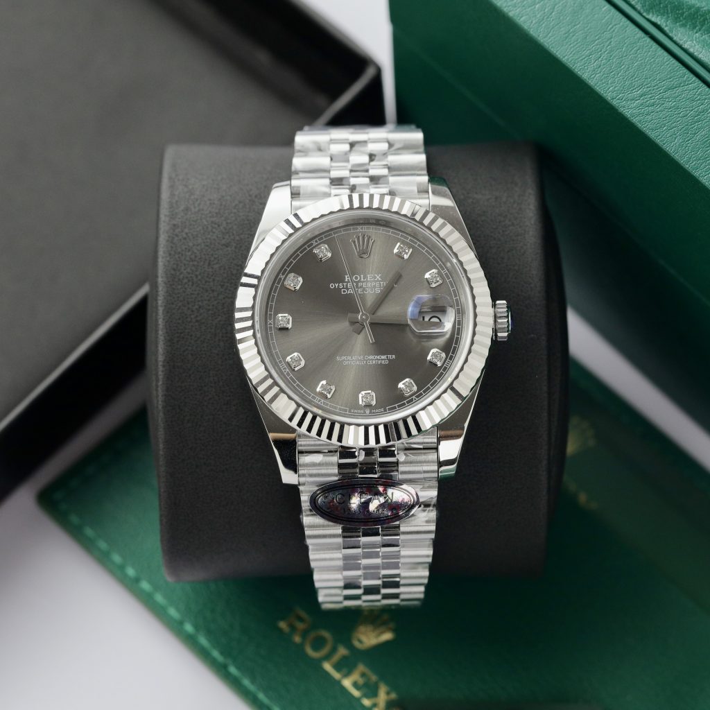 Đồng hồ Rolex nam Rep 11 DateJust 3235 Clean mặt xám chải tia 41mm