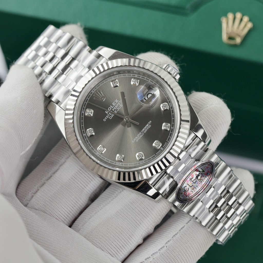 Đồng hồ Rolex nam Rep 11 DateJust 3235 Clean mặt xám chải tia 41mm