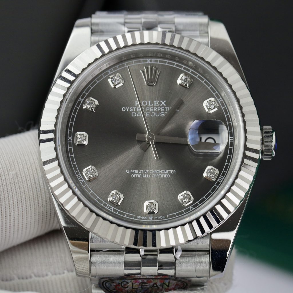 Đồng hồ Rolex nam Rep 11 DateJust 3235 Clean mặt xám chải tia 41mm