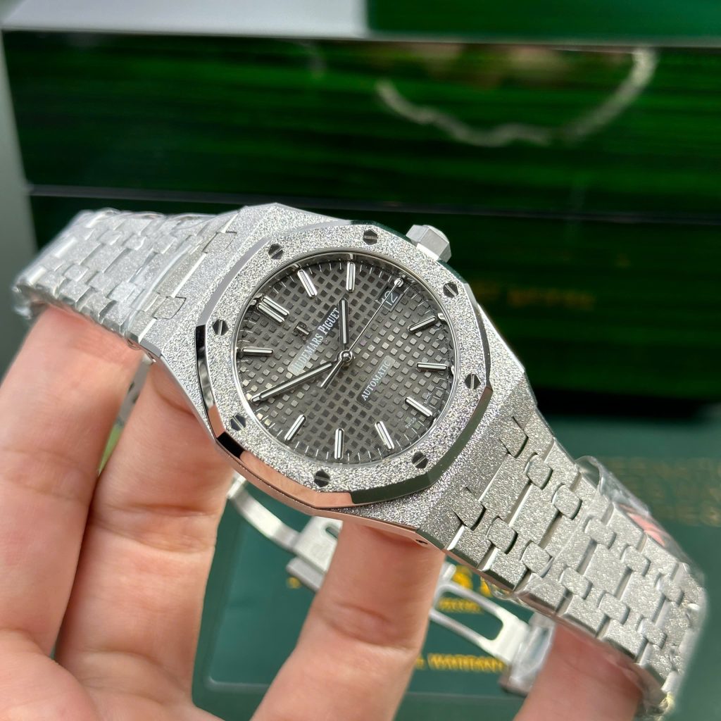 Đồng hồ Audemars Piguet Royal Oak 15454 Frosted Gold Rep 11 mặt xám nhà máy APS 37mm (2)