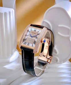 Đồng hồ Cartier Tank Anglaise nữ đính đá dây da Fake cao cấp 30mm (1)
