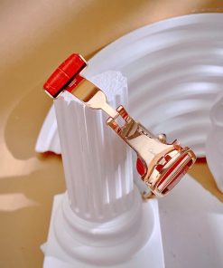 Đồng hồ Cartier Tank Anglaise nữ đính đá dây da đỏ Fake cao cấp 30mm