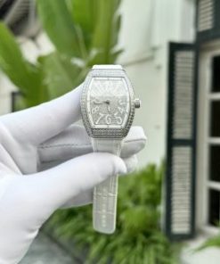 Đồng hồ Franck Muller V32 Rep 11 nữ màu trắng đính đá Swarovski 36mm (2)