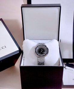 Đồng hồ Gucci nữ mặt đen dây họa tiết sang trọng Like Auth 38mm