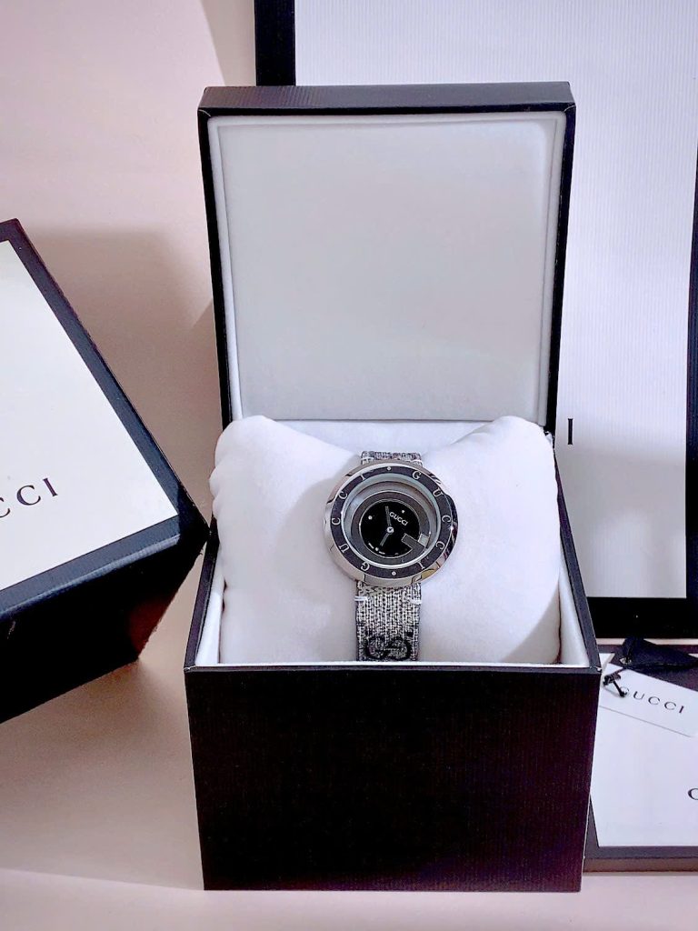 Đồng hồ Gucci nữ mặt đen dây họa tiết sang trọng Like Auth 38mm