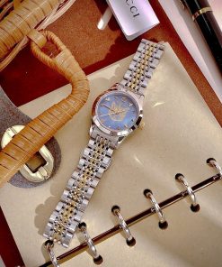 Đồng hồ Gucci nữ mặt khảm trai xanh hình mèo dây demi Like Auth 28mm
