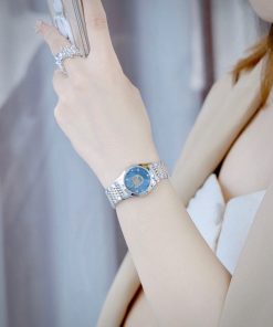 Đồng hồ Gucci nữ mặt khảm trai xanh hình mèo dây demi Like Auth 28mm