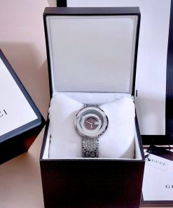 Đồng hồ Gucci nữ mặt nâu dây họa tiết sang trọng Like Auth 38mm