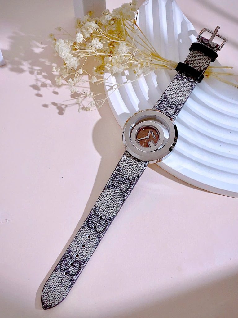 Đồng hồ Gucci nữ mặt nâu dây họa tiết sang trọng Like Auth 38mm