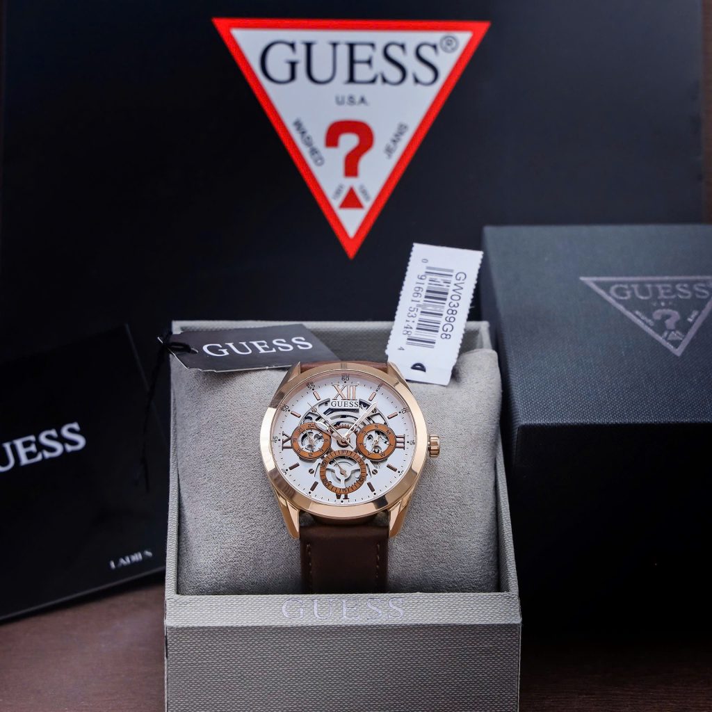 Đồng hồ Guess nam GW0389G8 dây da nâu 6kim Like Auth 42mm