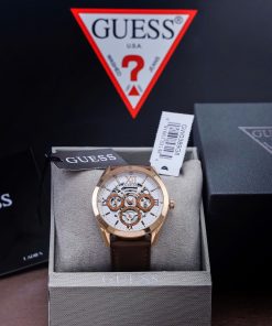 Đồng hồ Guess nam GW0389G8 dây da nâu 6kim Like Auth 42mm