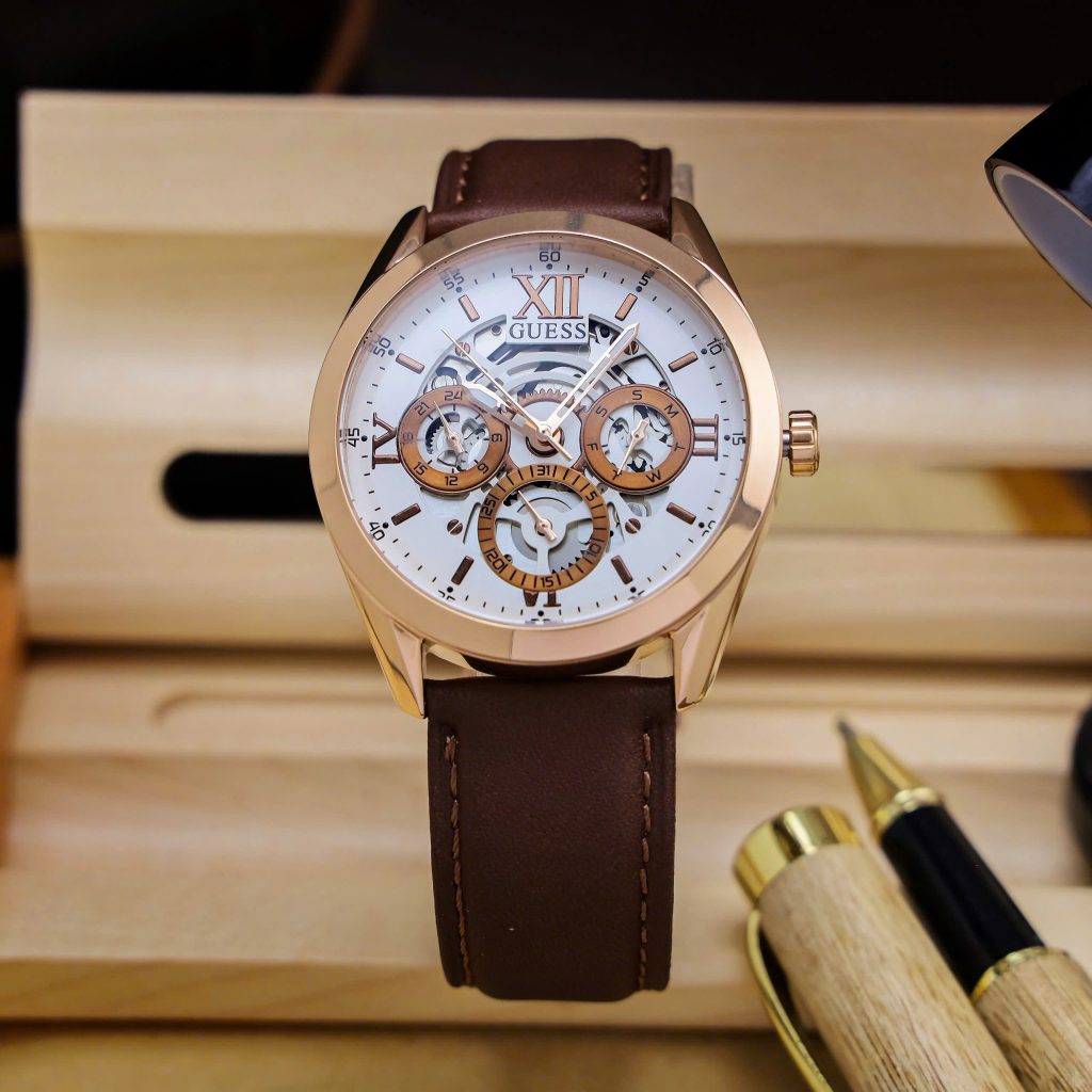 Đồng hồ Guess nam GW0389G8 dây da nâu 6kim Like Auth 42mm