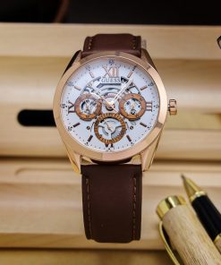 Đồng hồ Guess nam GW0389G8 dây da nâu 6kim Like Auth 42mm