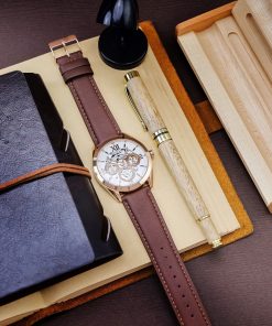 Đồng hồ Guess nam GW0389G8 dây da nâu 6kim Like Auth 42mm