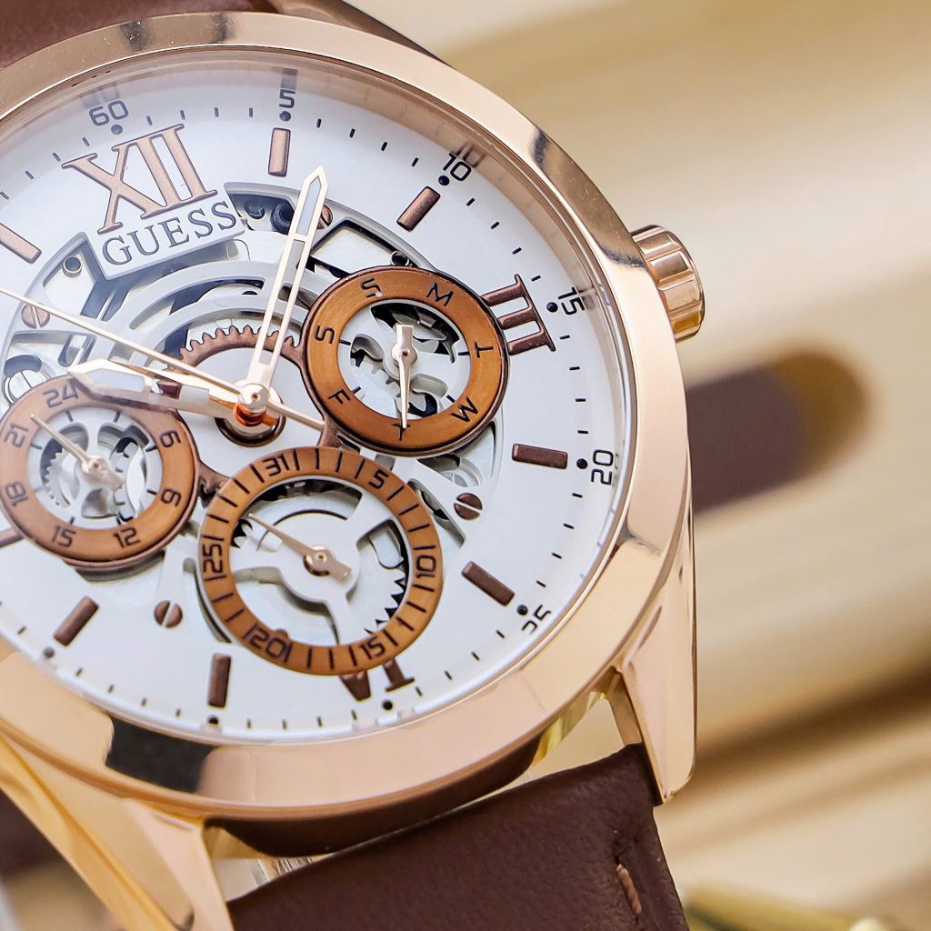 Đồng hồ Guess nam GW0389G8 dây da nâu 6kim Like Auth 42mm